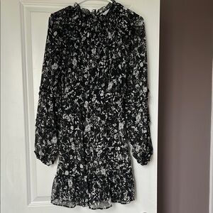 Topshop Black and White Long Sleeve Sheath Dress